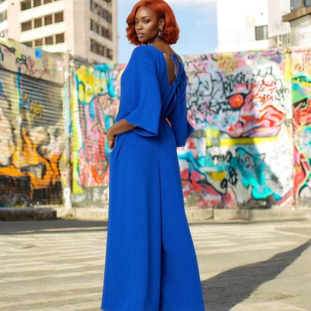 Double Take Full Size Surplice Wide Leg Jumpsuit with Pockets